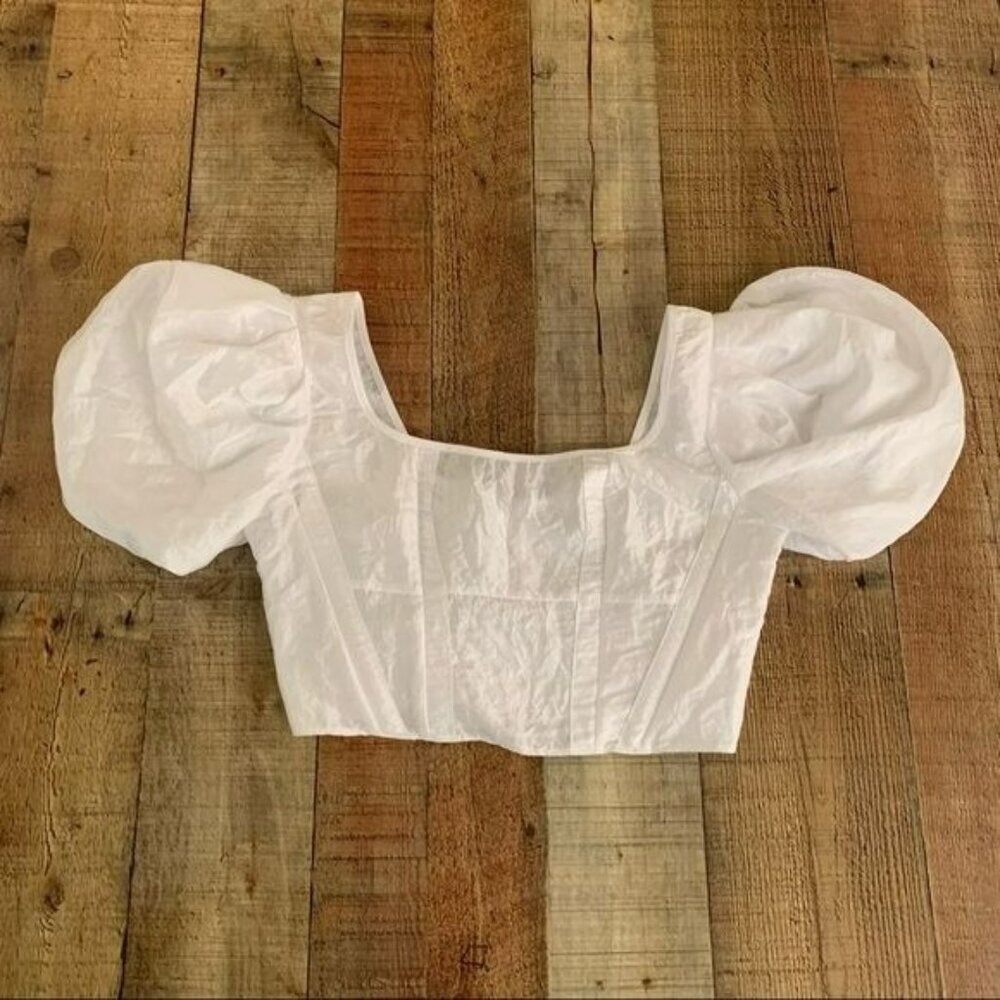 Topshop Puff Sleeve Corset Crop Top | Size 2 | NWT